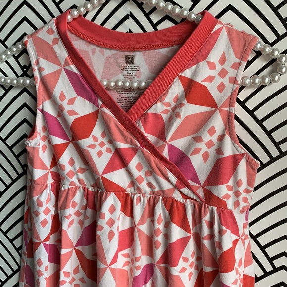 Tea girls dress long sleeveless pink red florals size 6 - Picture 2 of 3